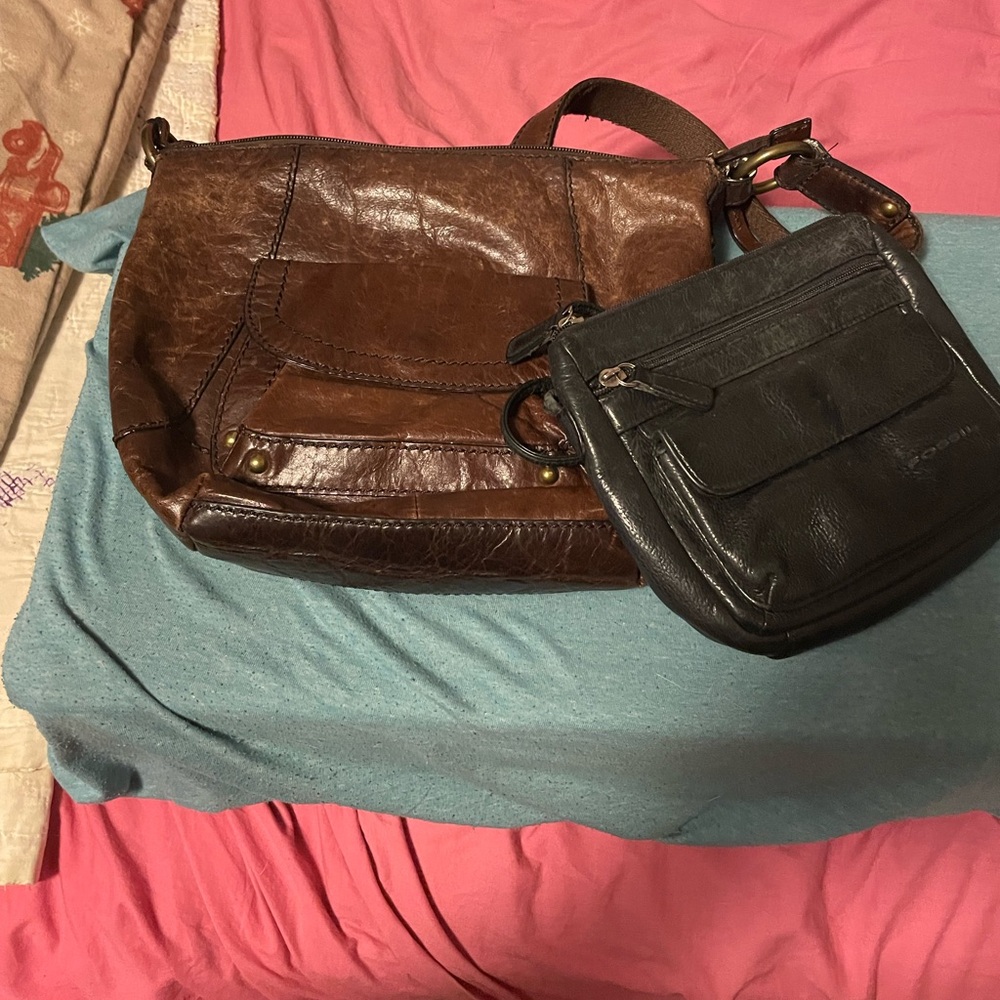 Fossil Brown and Black Cross Body Bundle READ DESCRIPTION (sold as bundle)